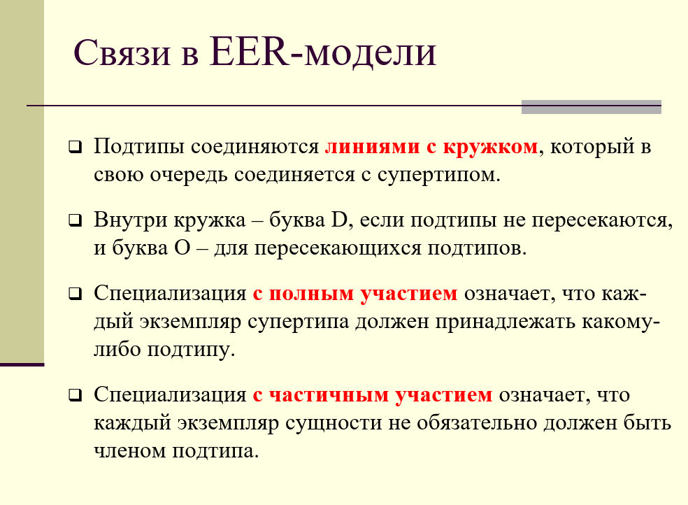 связи в расширенной ER-модели