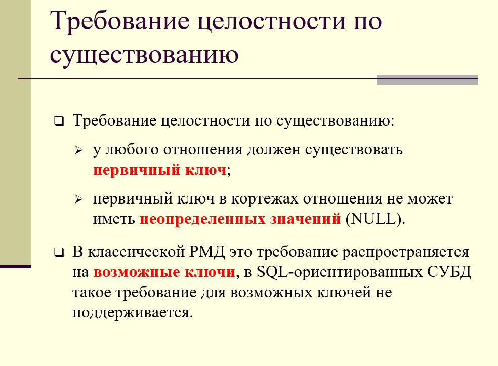 Требование целостности по существованию